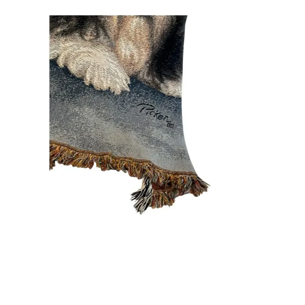 Vintage Shih -Tzu Dog Tapestry‎ Throw Blanket With Fringe 48
